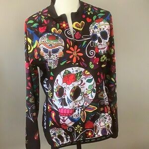 Colorful Skull Print Long Sleeve Top